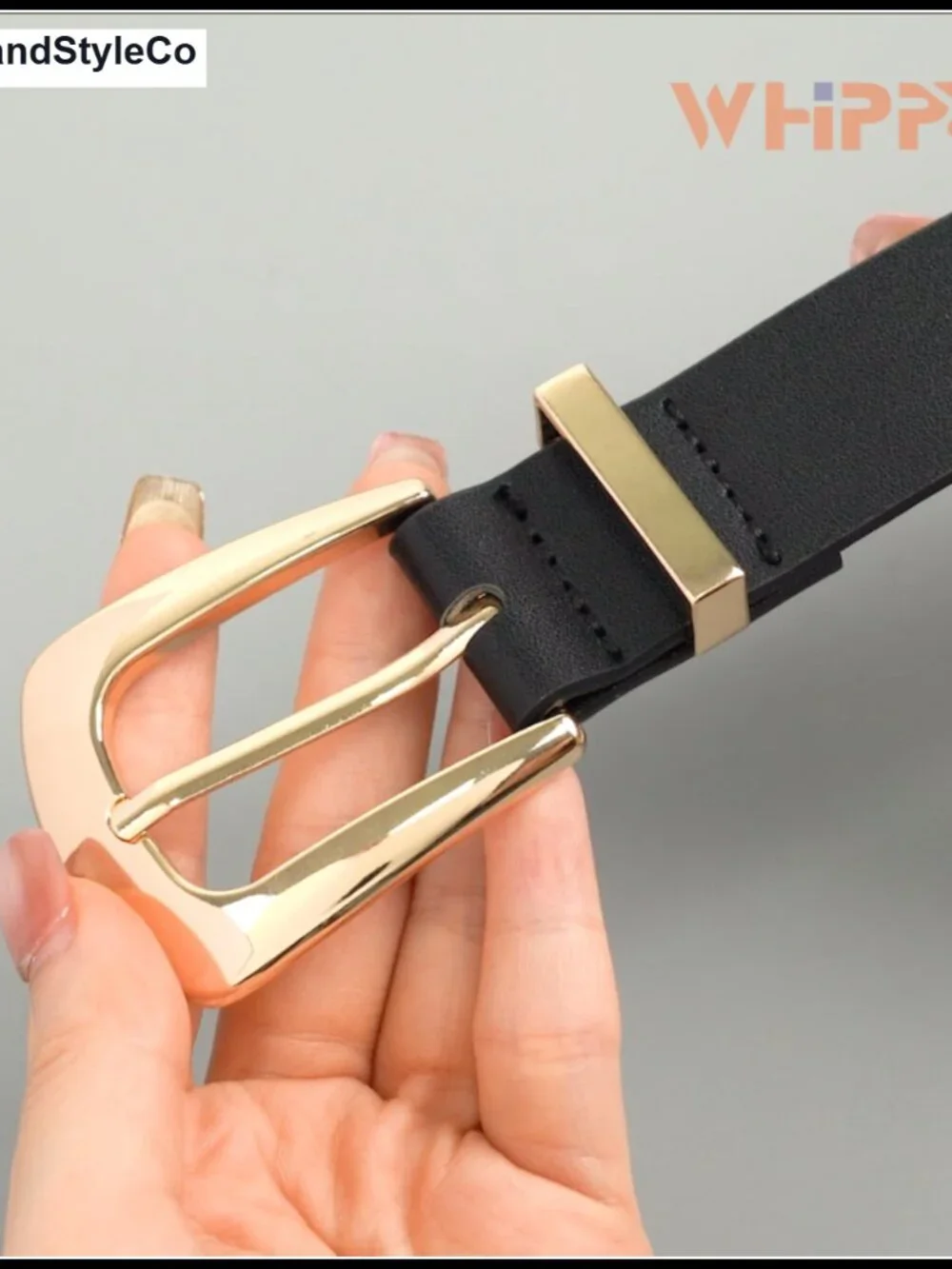 Women's Leather Belt Gold Buckle Western Adjustable Fashion